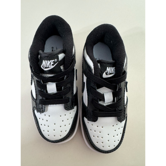 Nike Dunk Low Retro White Black Panda (TD) Sneaker Shoe Kids Size 7C New CU1727 - Picture 3 of 8